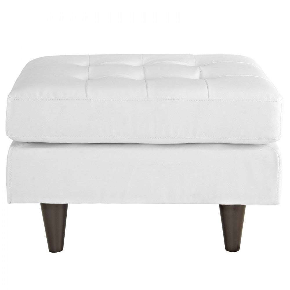 Empress Bonded Leather Ottoman, White