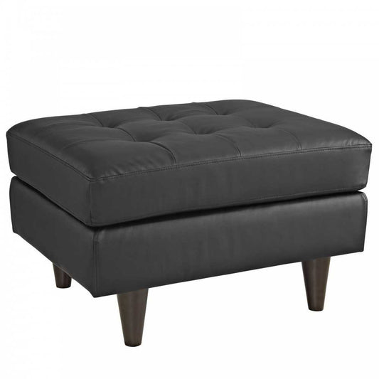 Empress Bonded Leather Ottoman, Black