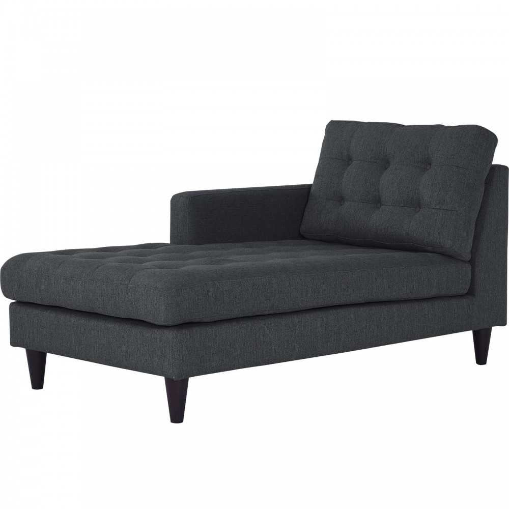 Empress Left-Arm Upholstered Fabric Chaise, Gray