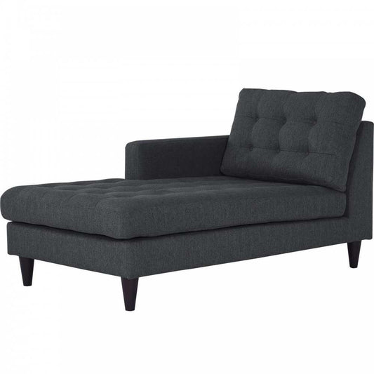 Empress Left-Arm Upholstered Fabric Chaise, Gray