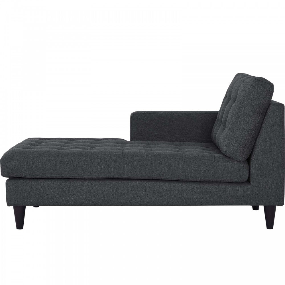 Empress Left-Arm Upholstered Fabric Chaise, Gray