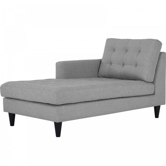 Empress Left-Arm Upholstered Fabric Chaise, Light Gray
