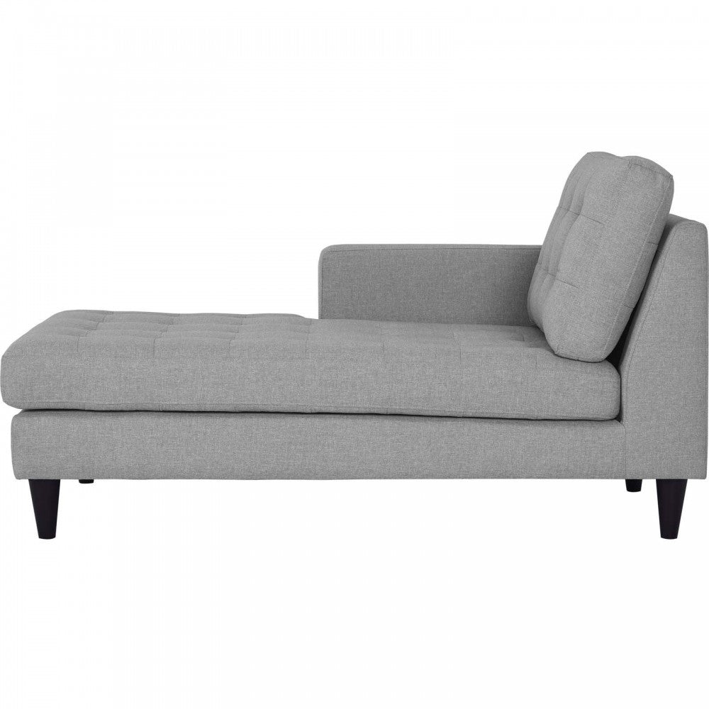 Empress Left-Arm Upholstered Fabric Chaise, Light Gray