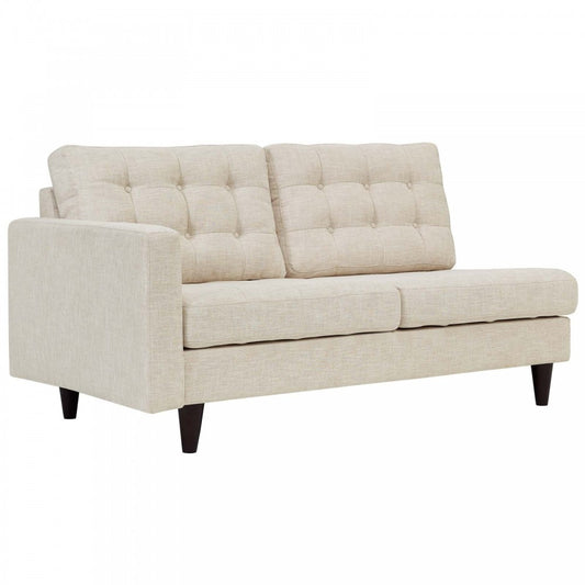 Empress Left-Facing Upholstered Fabric Loveseat, Beige
