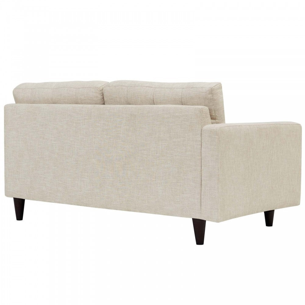Empress Left-Facing Upholstered Fabric Loveseat, Beige
