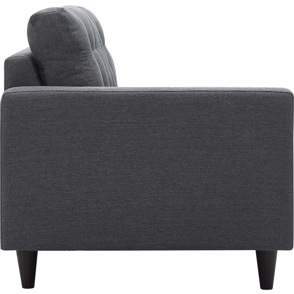Empress Left-Facing Upholstered Fabric Loveseat, Gray
