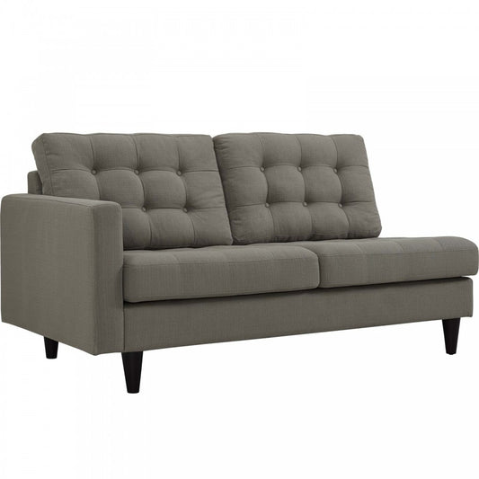Empress Left-Facing Upholstered Fabric Loveseat, Granite