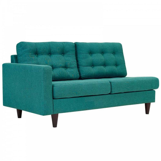 Empress Left-Facing Upholstered Fabric Loveseat, Teal
