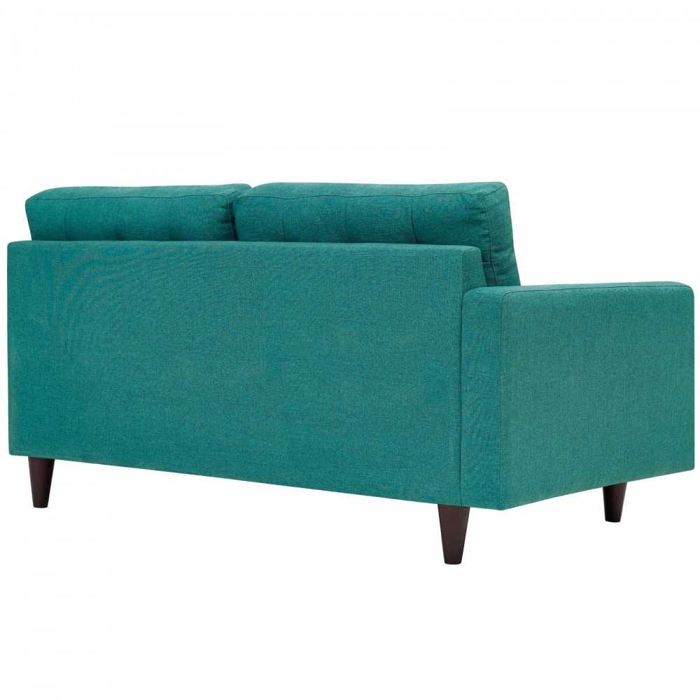 Empress Left-Facing Upholstered Fabric Loveseat, Teal