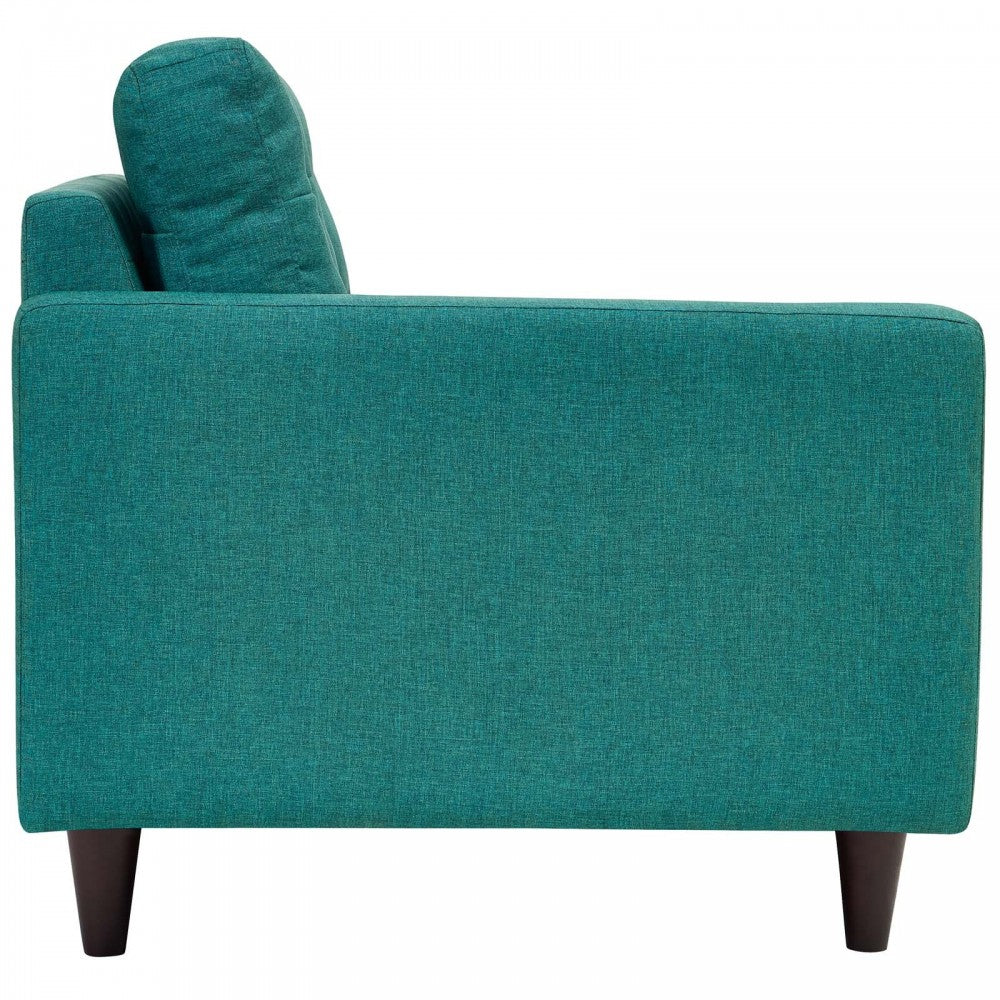 Empress Left-Facing Upholstered Fabric Loveseat, Teal