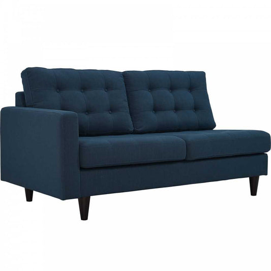 Empress Left-Facing Upholstered Fabric Loveseat, Azure