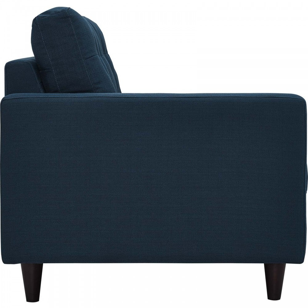 Empress Left-Facing Upholstered Fabric Loveseat, Azure