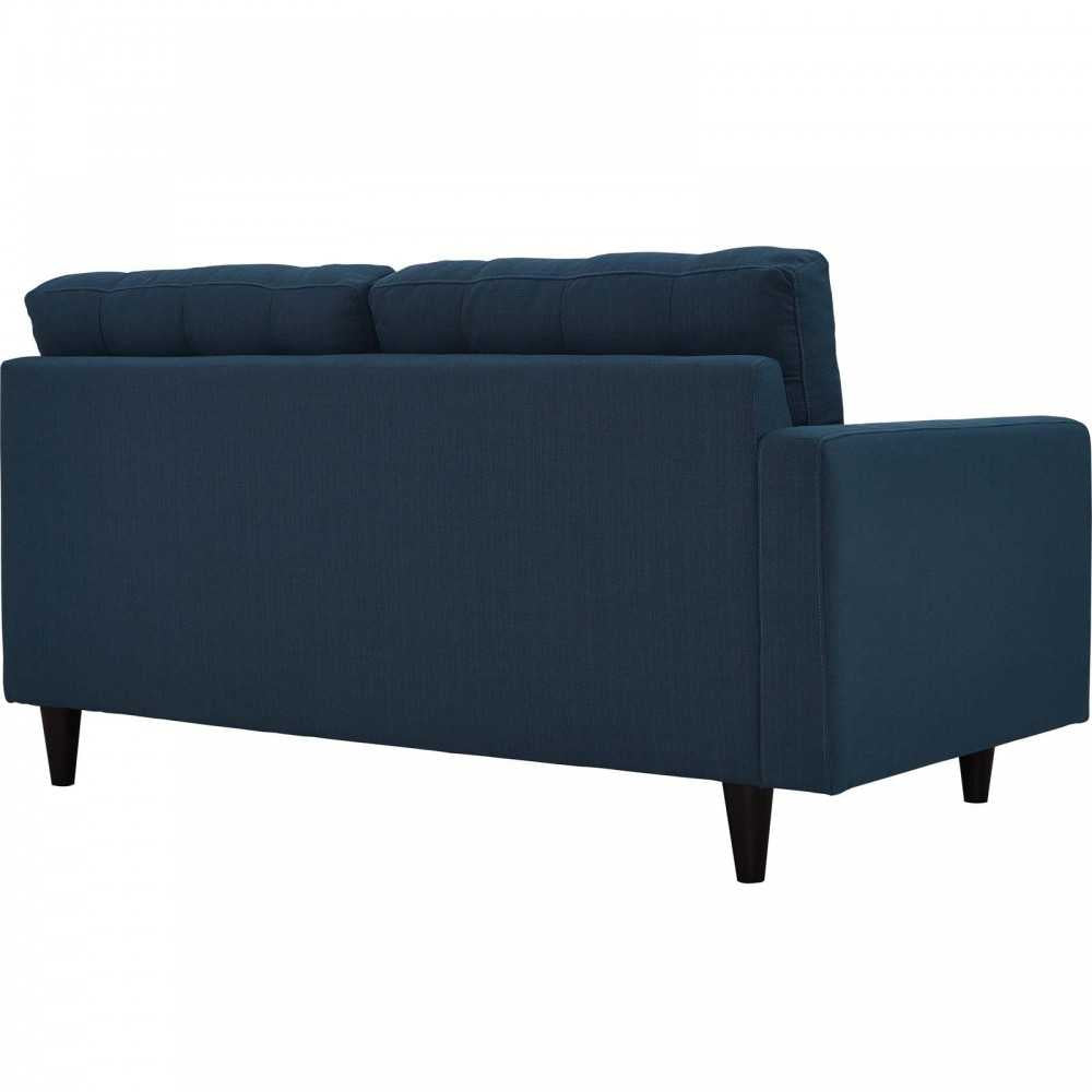 Empress Left-Facing Upholstered Fabric Loveseat, Azure