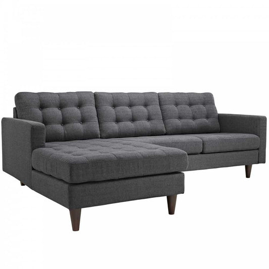 Empress Left-Facing Upholstered Fabric Sectional Sofa, Gray