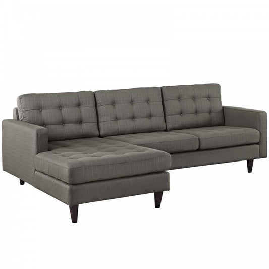 Empress Left-Facing Upholstered Fabric Sectional Sofa, Granite