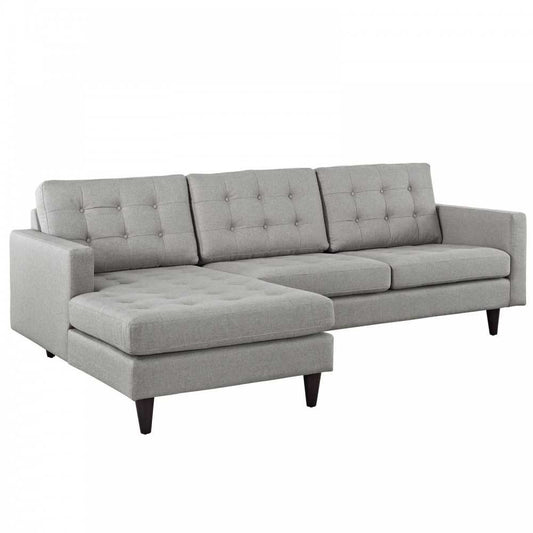 Empress Left-Facing Upholstered Fabric Sectional Sofa, Light Gray