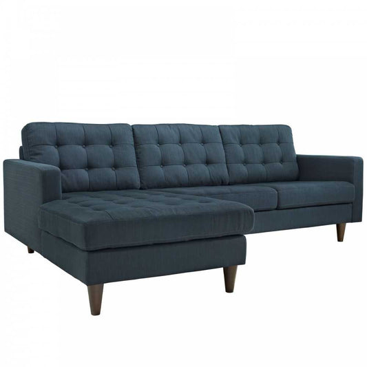 Empress Left-Facing Upholstered Fabric Sectional Sofa, Azure