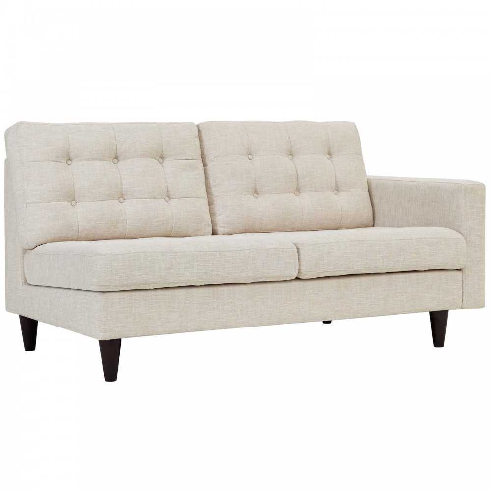 Empress Right-Facing Upholstered Fabric Loveseat, Beige