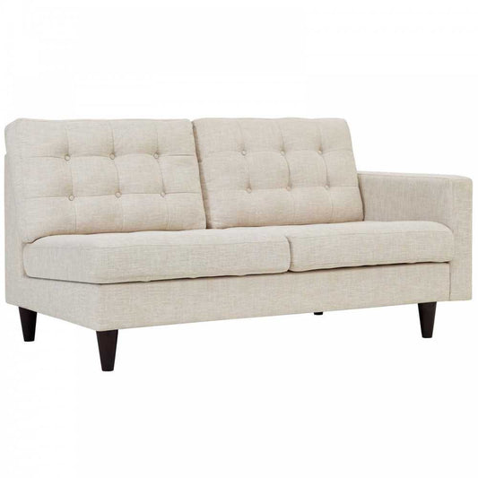 Empress Right-Facing Upholstered Fabric Loveseat, Beige