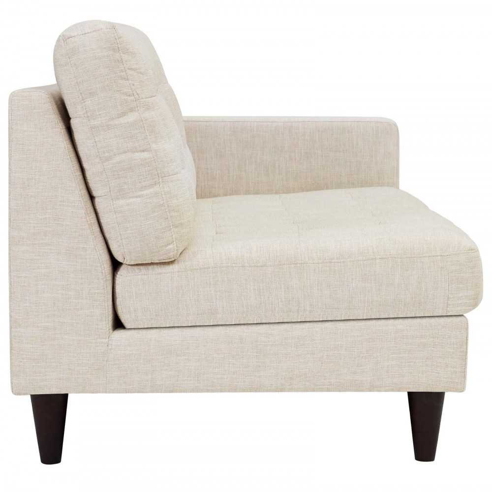 Empress Right-Facing Upholstered Fabric Loveseat, Beige