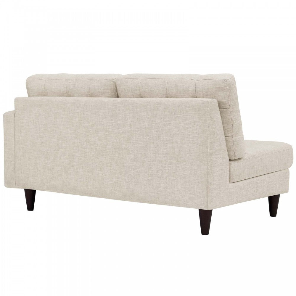 Empress Right-Facing Upholstered Fabric Loveseat, Beige