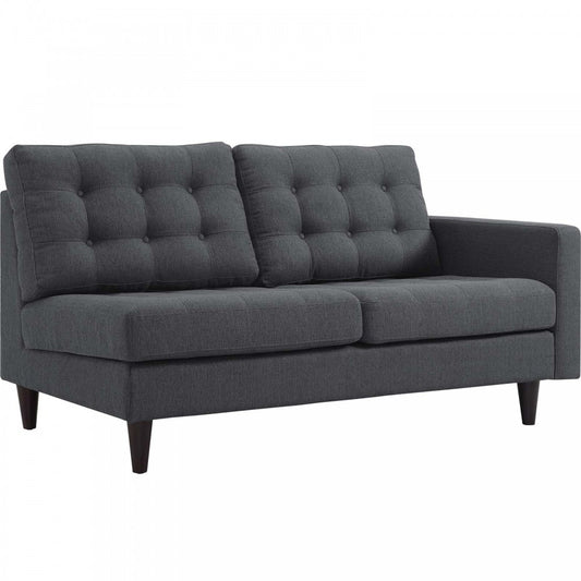 Empress Right-Facing Upholstered Fabric Loveseat, Gray
