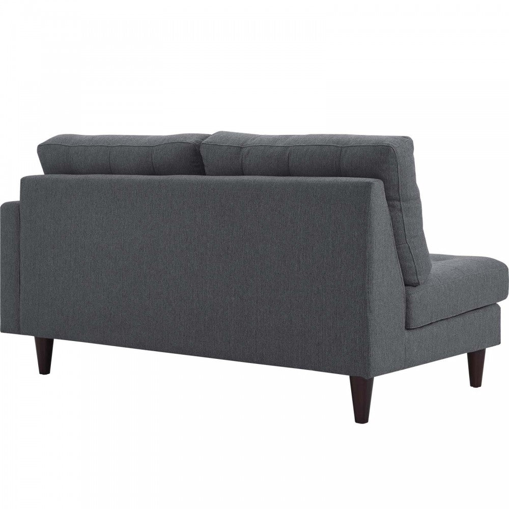 Empress Right-Facing Upholstered Fabric Loveseat, Gray