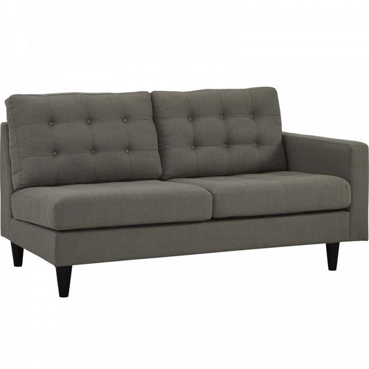 Empress Right-Facing Upholstered Fabric Loveseat, Granite