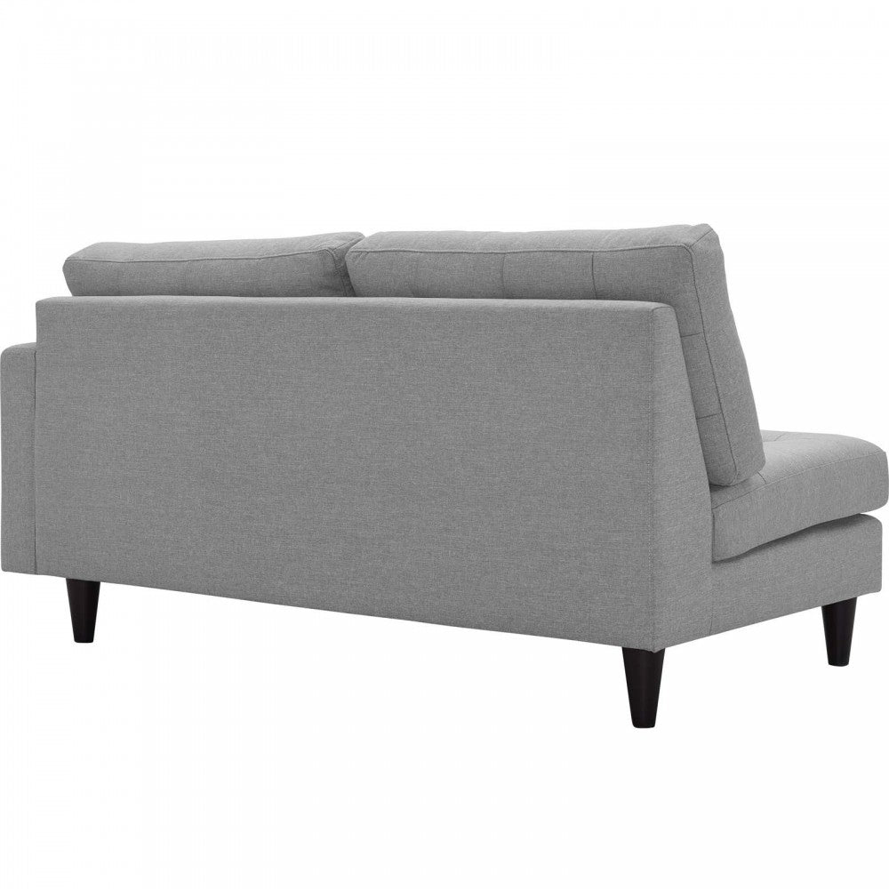 Empress Right-Facing Upholstered Fabric Loveseat, Light Gray