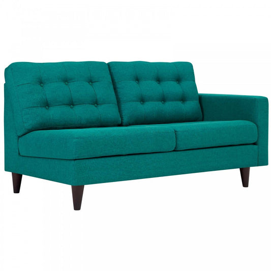 Empress Right-Facing Upholstered Fabric Loveseat, Teal