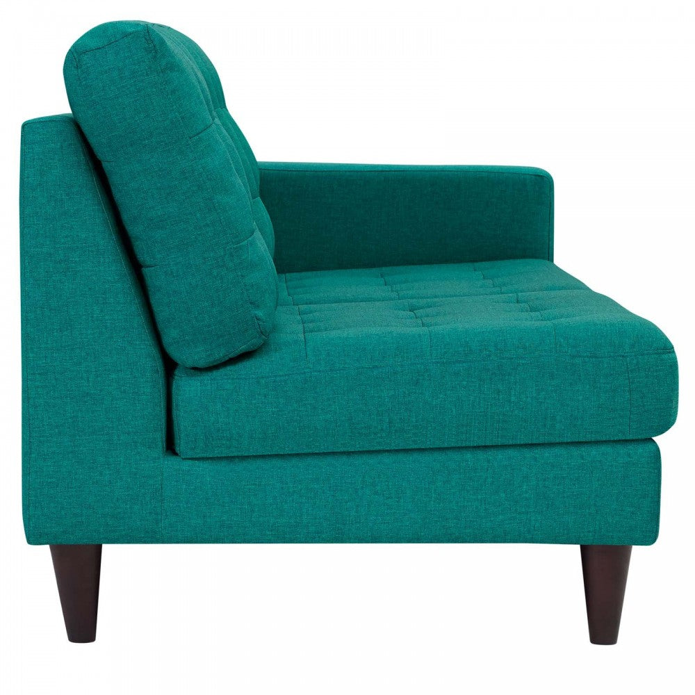 Empress Right-Facing Upholstered Fabric Loveseat, Teal
