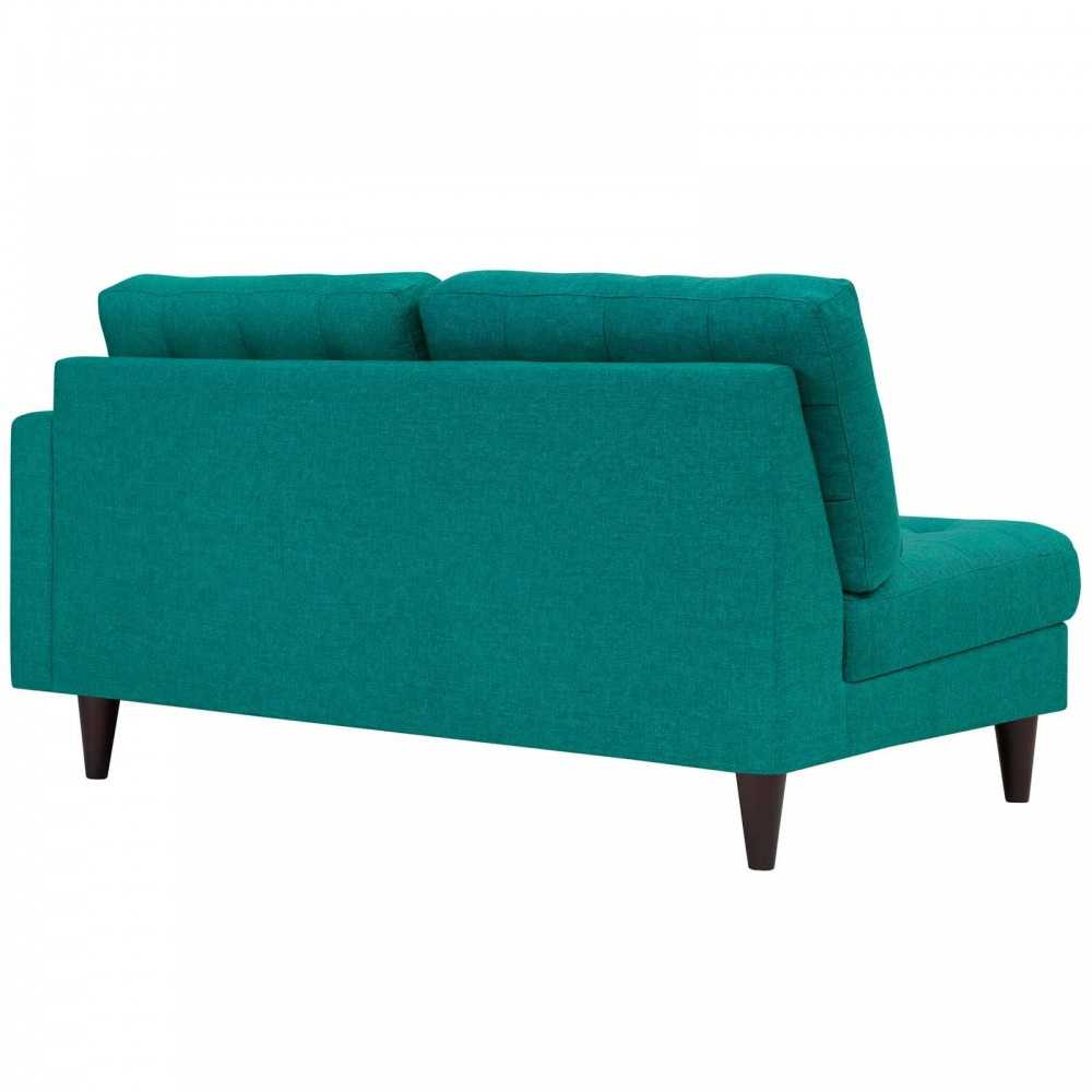Empress Right-Facing Upholstered Fabric Loveseat, Teal