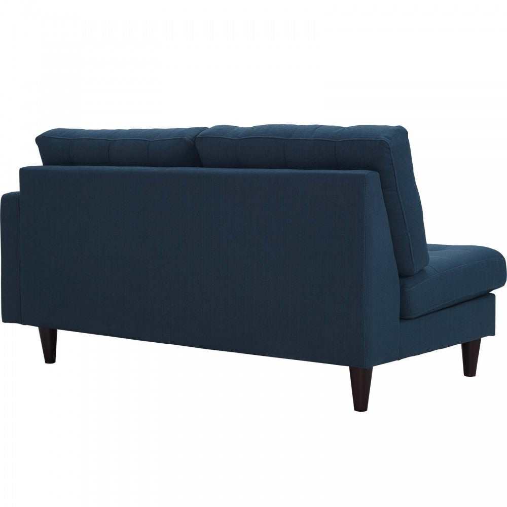 Empress Right-Facing Upholstered Fabric Loveseat, Azure