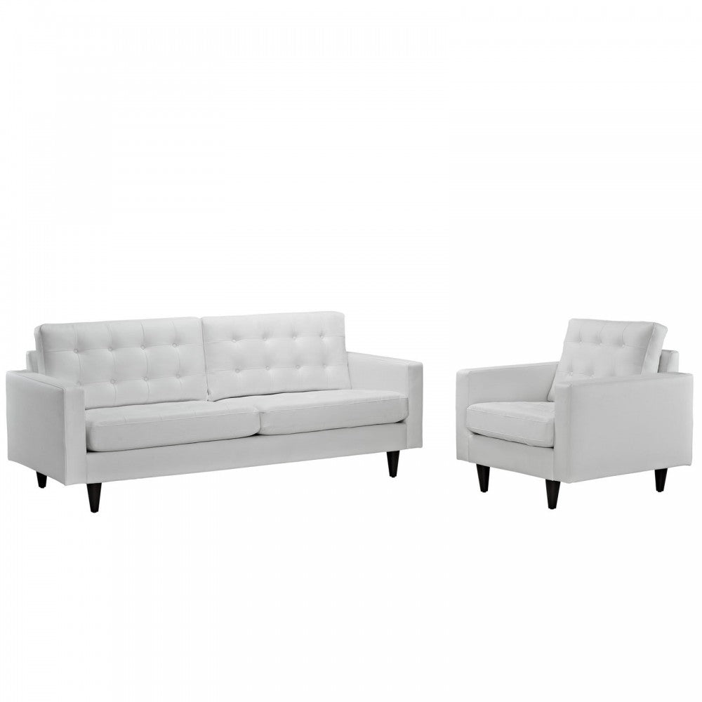 Empress Sofa and Armchair Set of 2, White