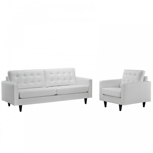Empress Sofa and Armchair Set of 2, White