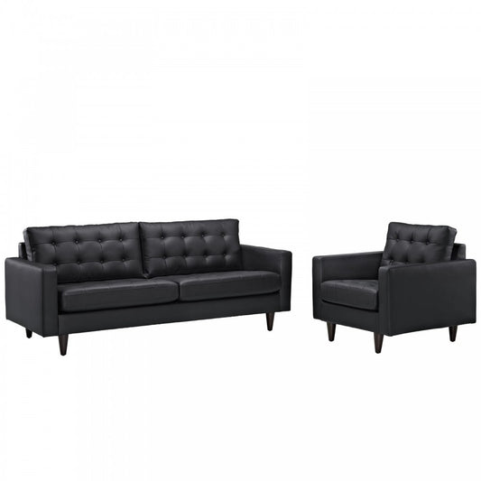 Empress Sofa and Armchair Set of 2, Black