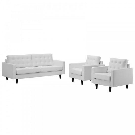 Empress Sofa and Armchairs Set of 3, White