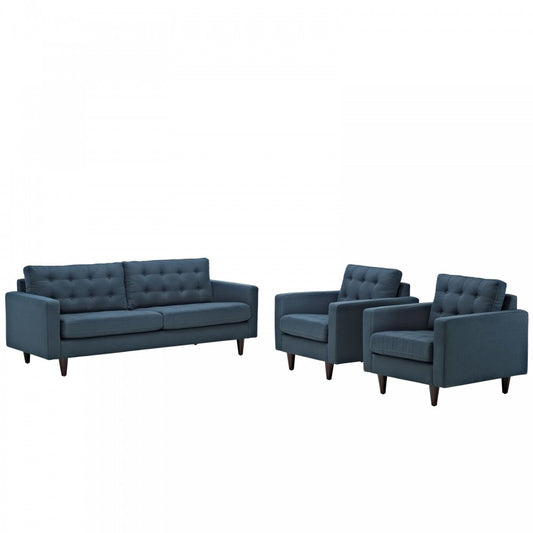 Empress Sofa and Armchairs Set of 3, Azure