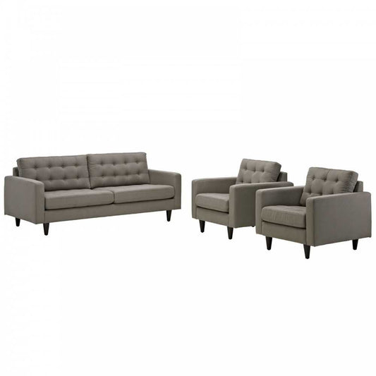 Empress Sofa and Armchairs Set of 3, Granite