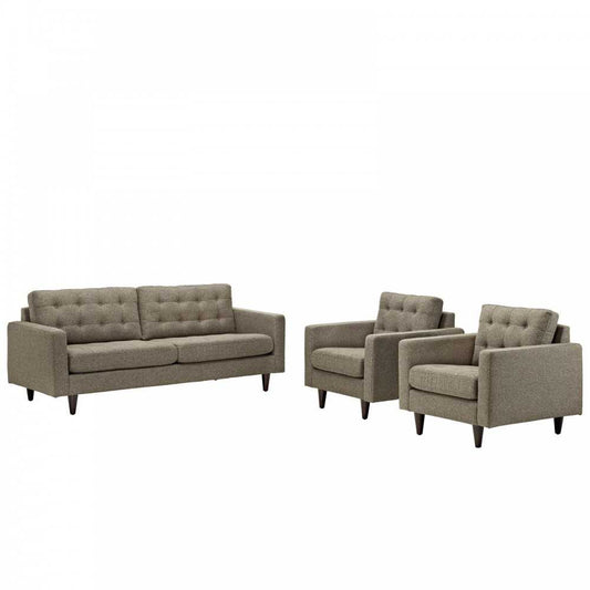 Empress Sofa and Armchairs Set of 3, Oatmeal