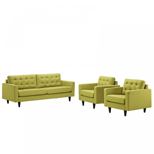 Empress Sofa and Armchairs Set of 3, Wheatgrass