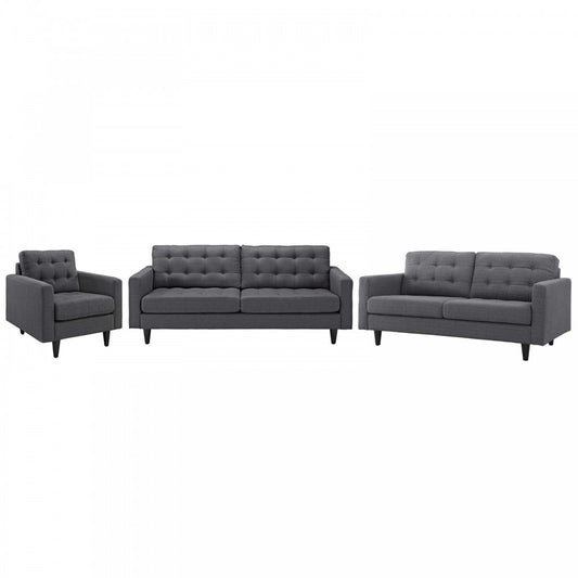 Empress Sofa, Loveseat and Armchair Set of 3, Gray