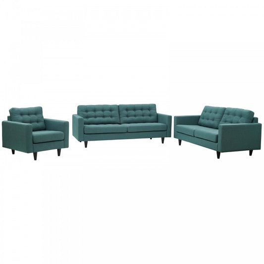 Empress Sofa, Loveseat and Armchair Set of 3, Teal