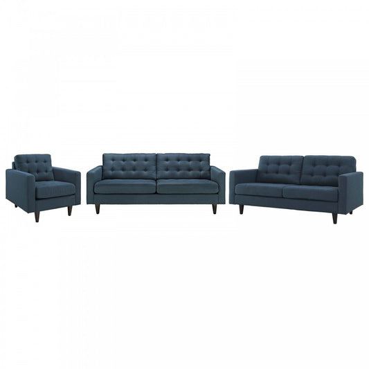 Empress Sofa, Loveseat and Armchair Set of 3, Azure