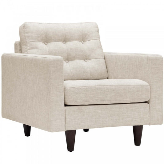 Empress Upholstered Fabric Armchair, Beige
