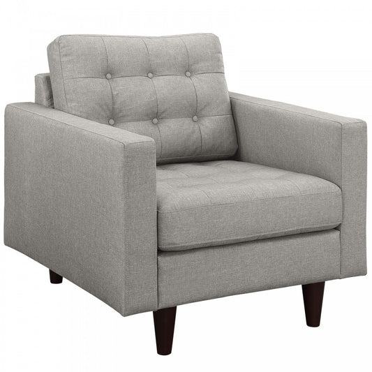 Empress Upholstered Fabric Armchair, Light Gray