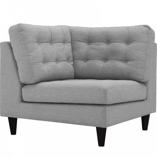 Empress Upholstered Fabric Corner Sofa, Light Gray