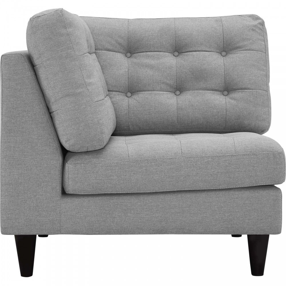 Empress Upholstered Fabric Corner Sofa, Light Gray