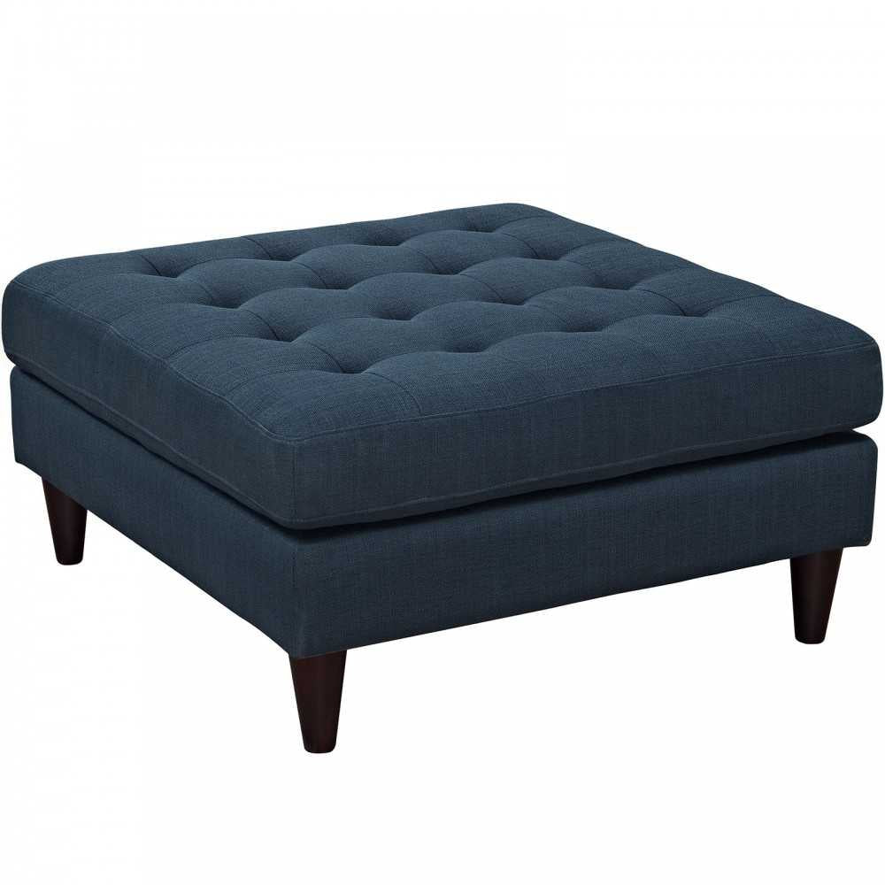 Empress Upholstered Fabric Large Ottoman, Azure
