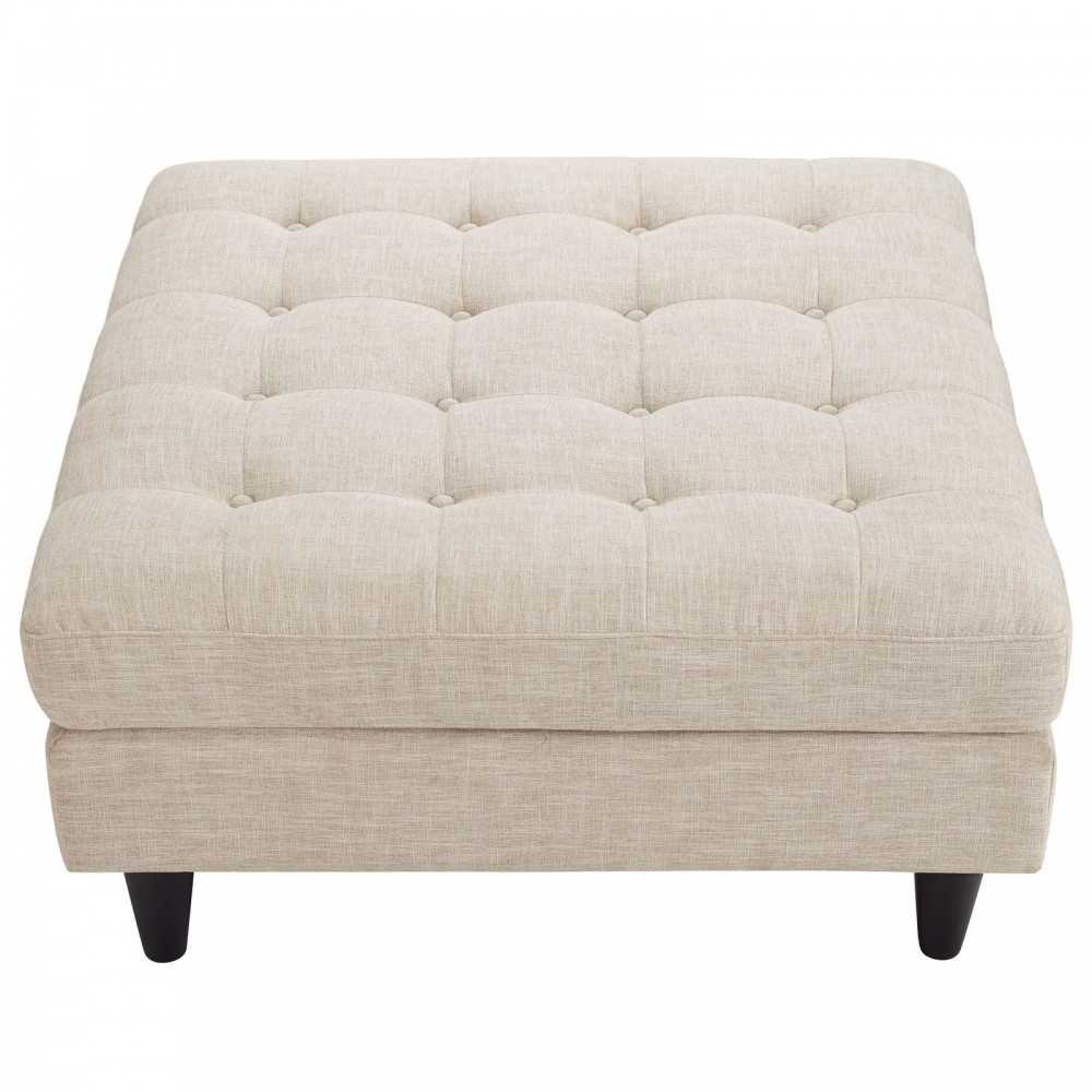 Empress Upholstered Fabric Large Ottoman, Beige